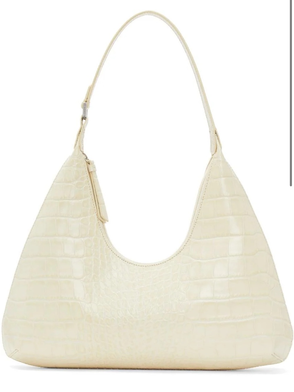 BY FAR Cream Croc-Embossed Shoulder Bag
